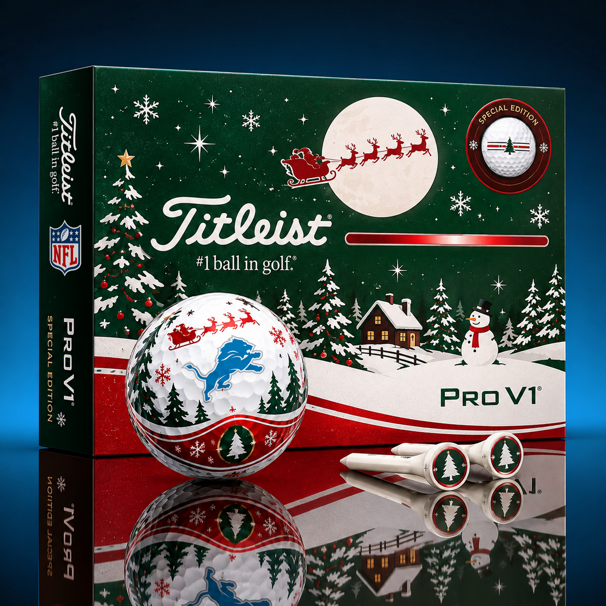 DET x NFL PERSONALIZED GOLF BALL LIMITED EDITION CHRISTMAS V2