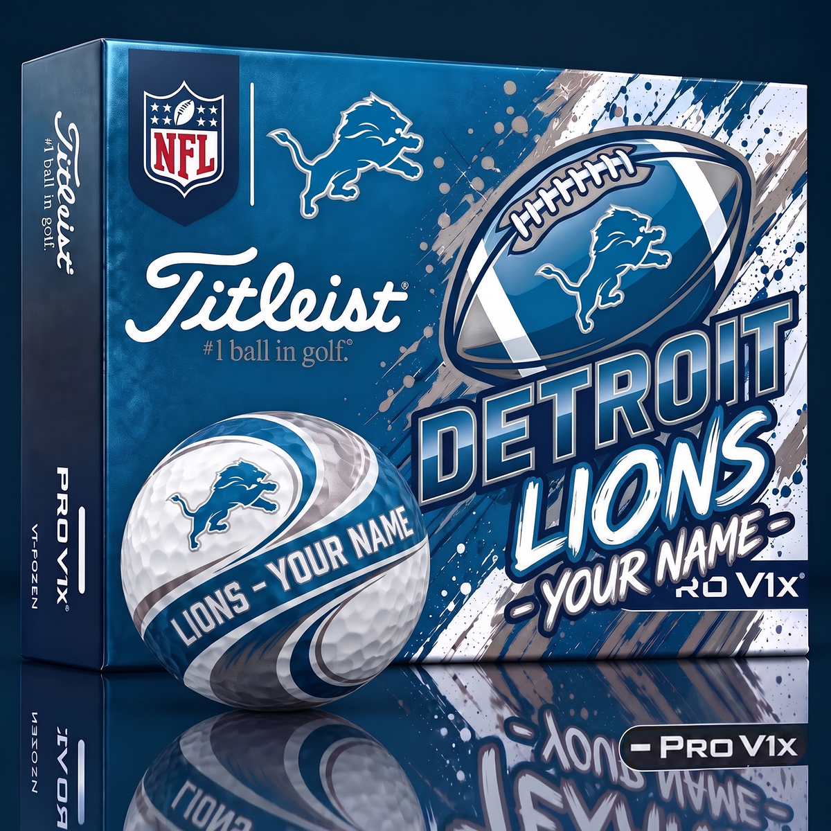DL x 1-of-1 Custom NFL Personalized Swirl Titleist Pro V1x Golf Balls