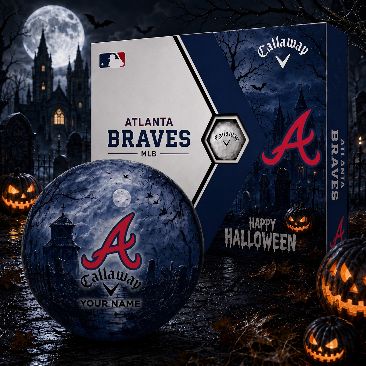 Exclusive MLB x ATL Halloween V1 Personalized Name Golf Ball