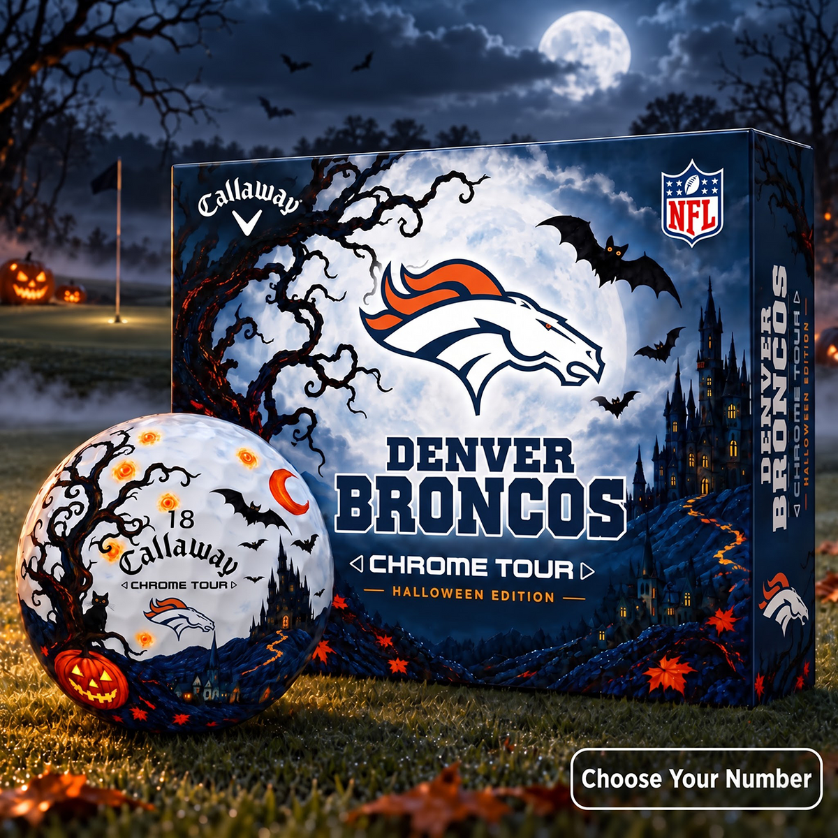 Exclusive NFL x DEN Halloween Edition Personalized Golf Ball