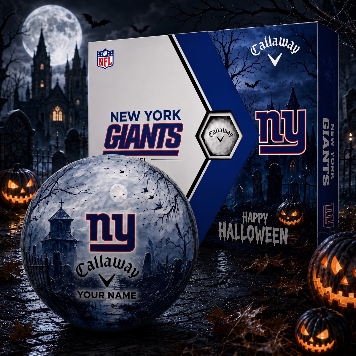 Exclusive NFL x NYG Halloween V1 Personalized Name Golf Ball