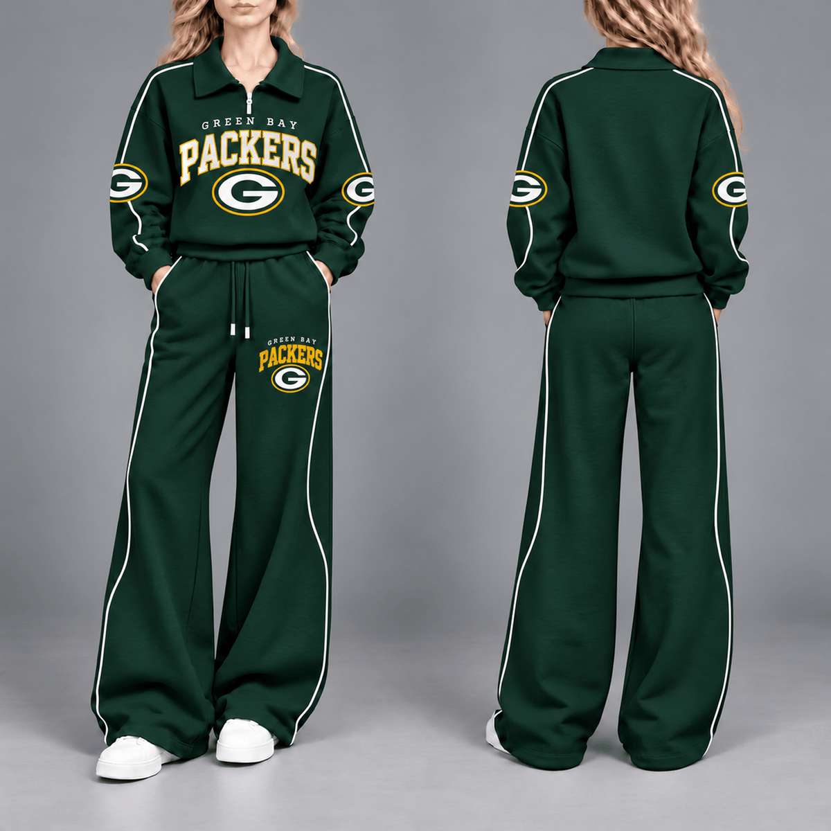 GB Premium NFL Team Pride Contrast Piping Quarter-Zip + Pants