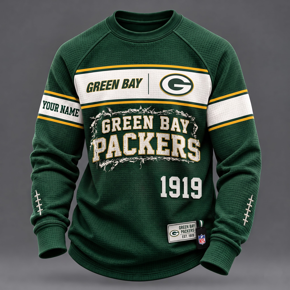 GB x 1-of-1 Custom NFL Personalized Distressed Long Sleeve Shirt
