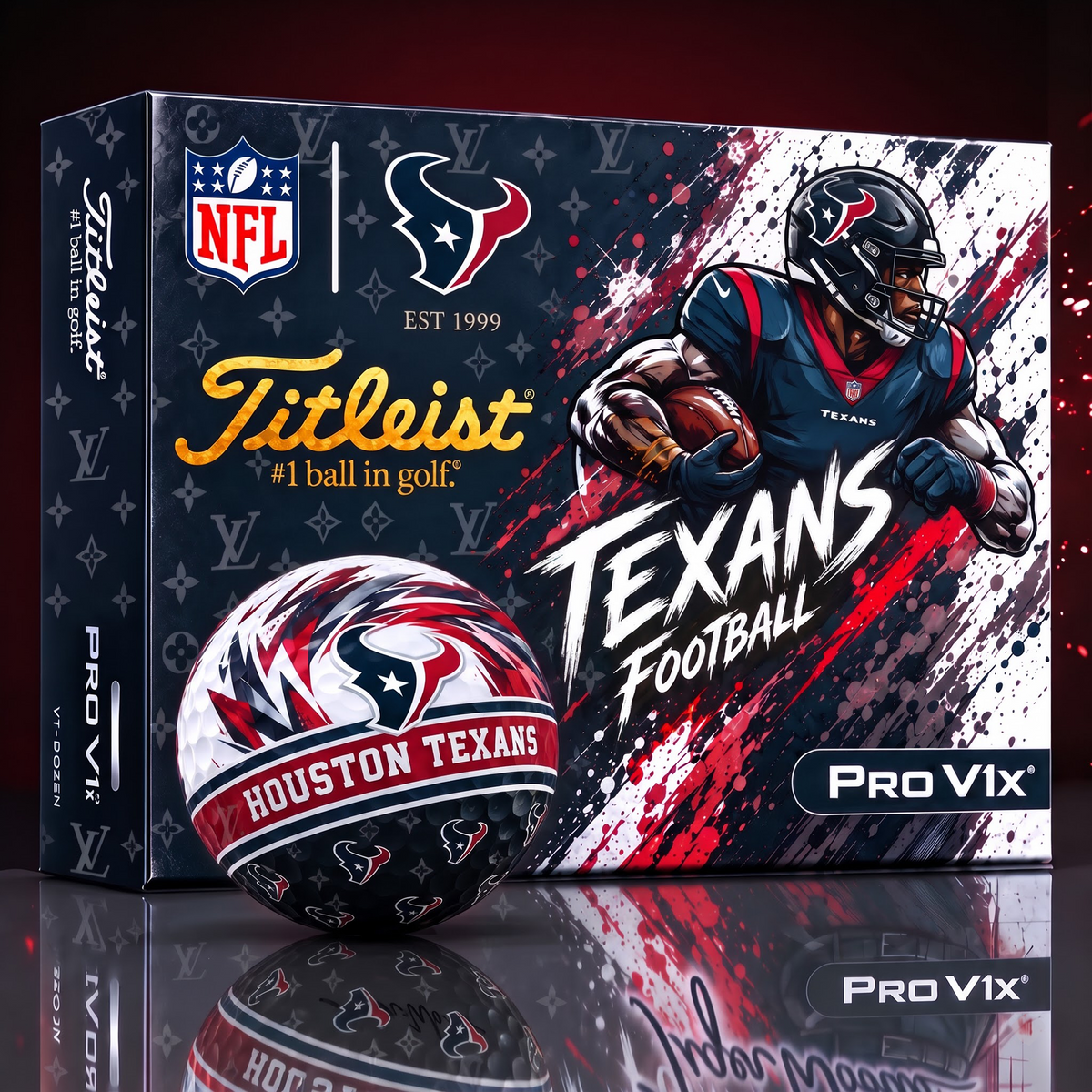 HOU X Custom NFL x LV Dynamic Paint Splatter Golf Balls