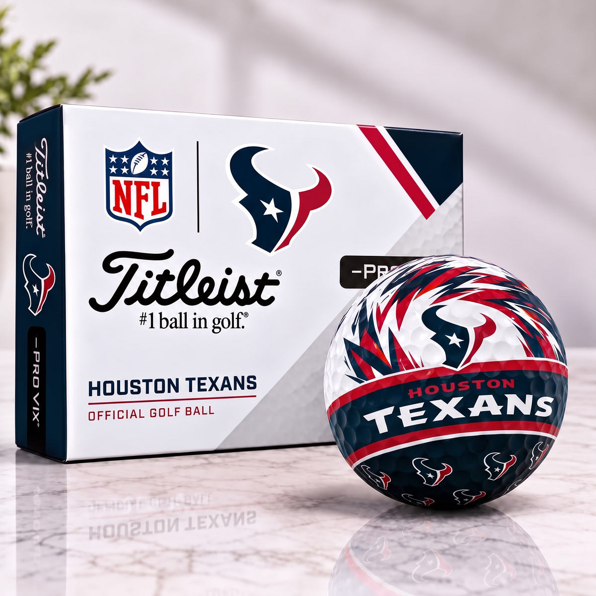 HOU X NFL 1-OF-1 IN-HOUSE CRAFTED TITLEIST PRO V1X NFL GOLF BALLS