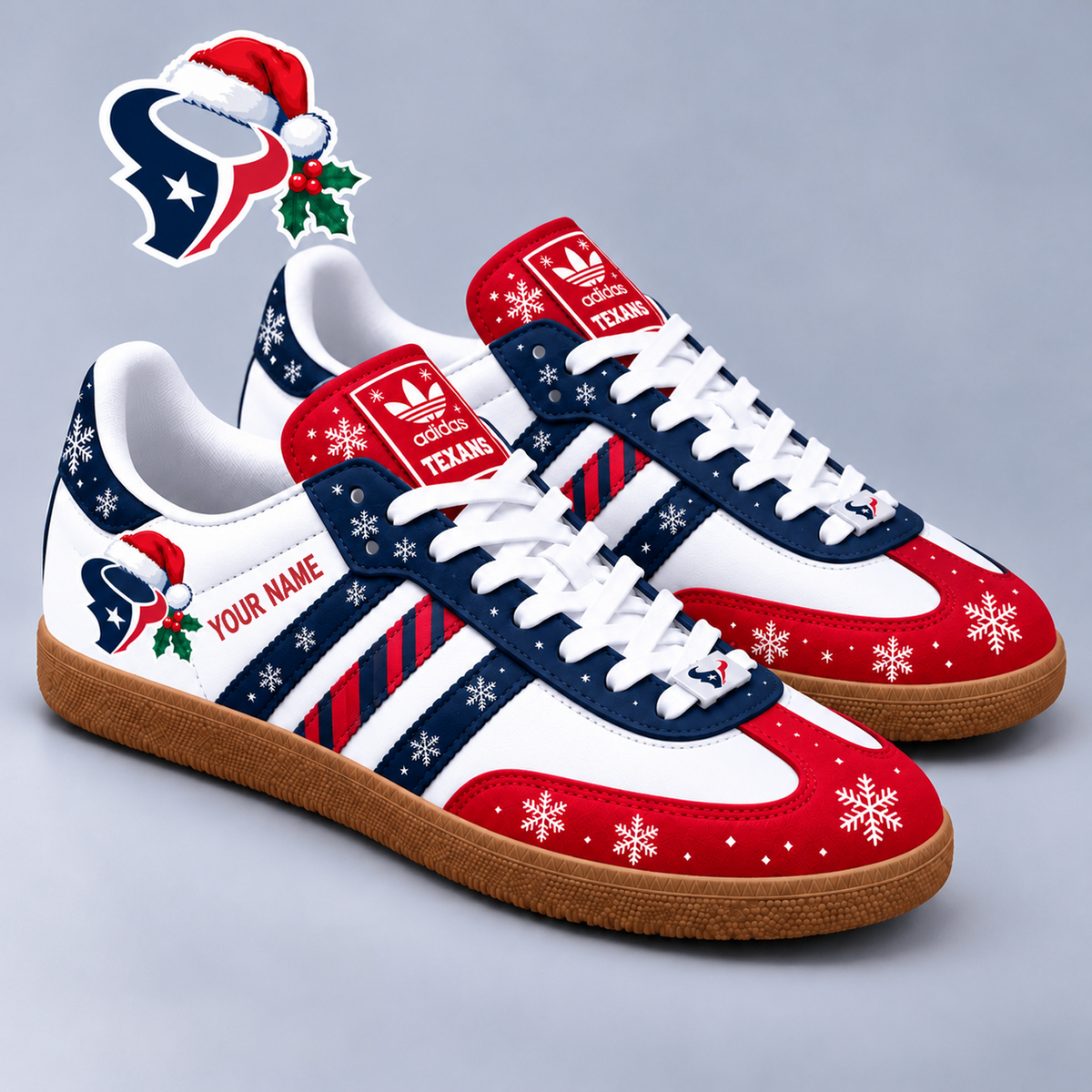 HOU x NFL Christmas Personalized Name Samba Shoes