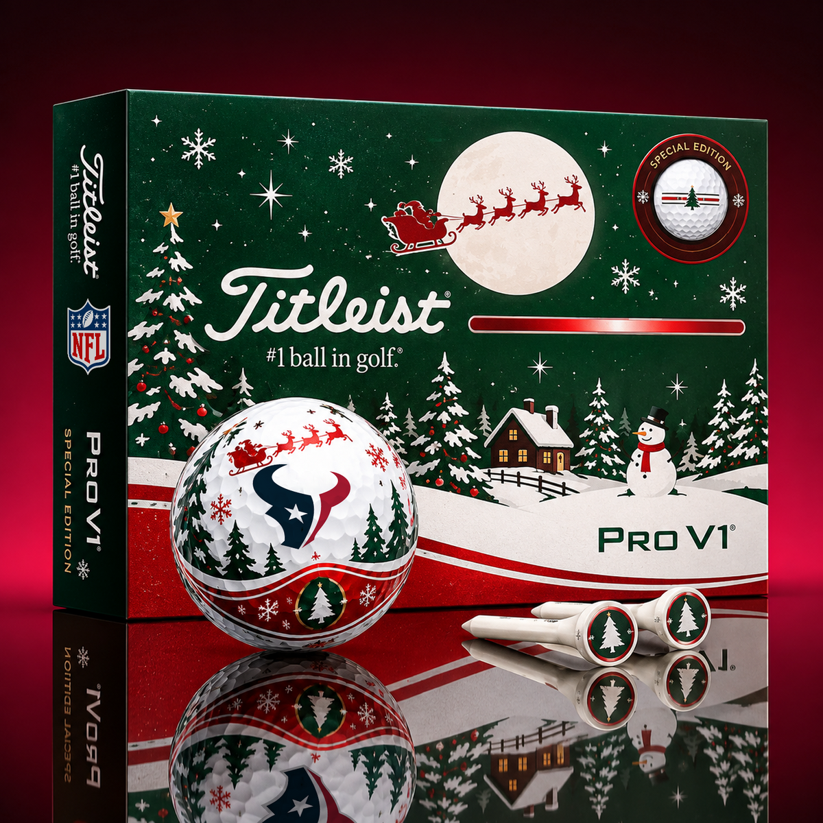 HOU x NFL PERSONALIZED GOLF BALL LIMITED EDITION CHRISTMAS V2