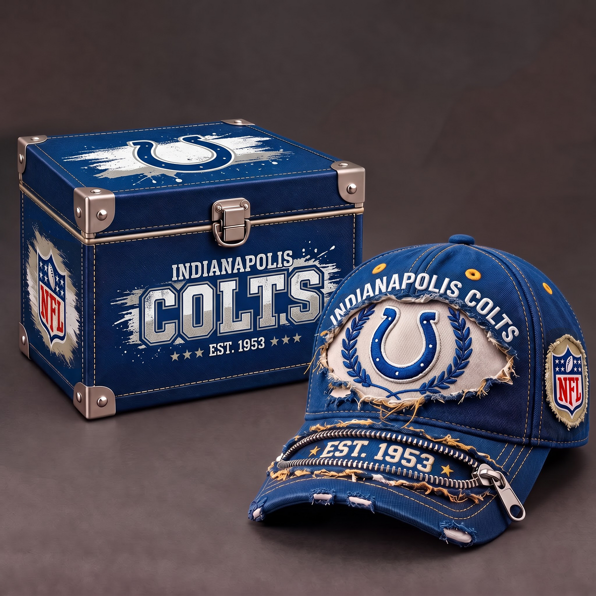 IC x 1-of-1 NFL Distressed Zipper Cap With Gift Box