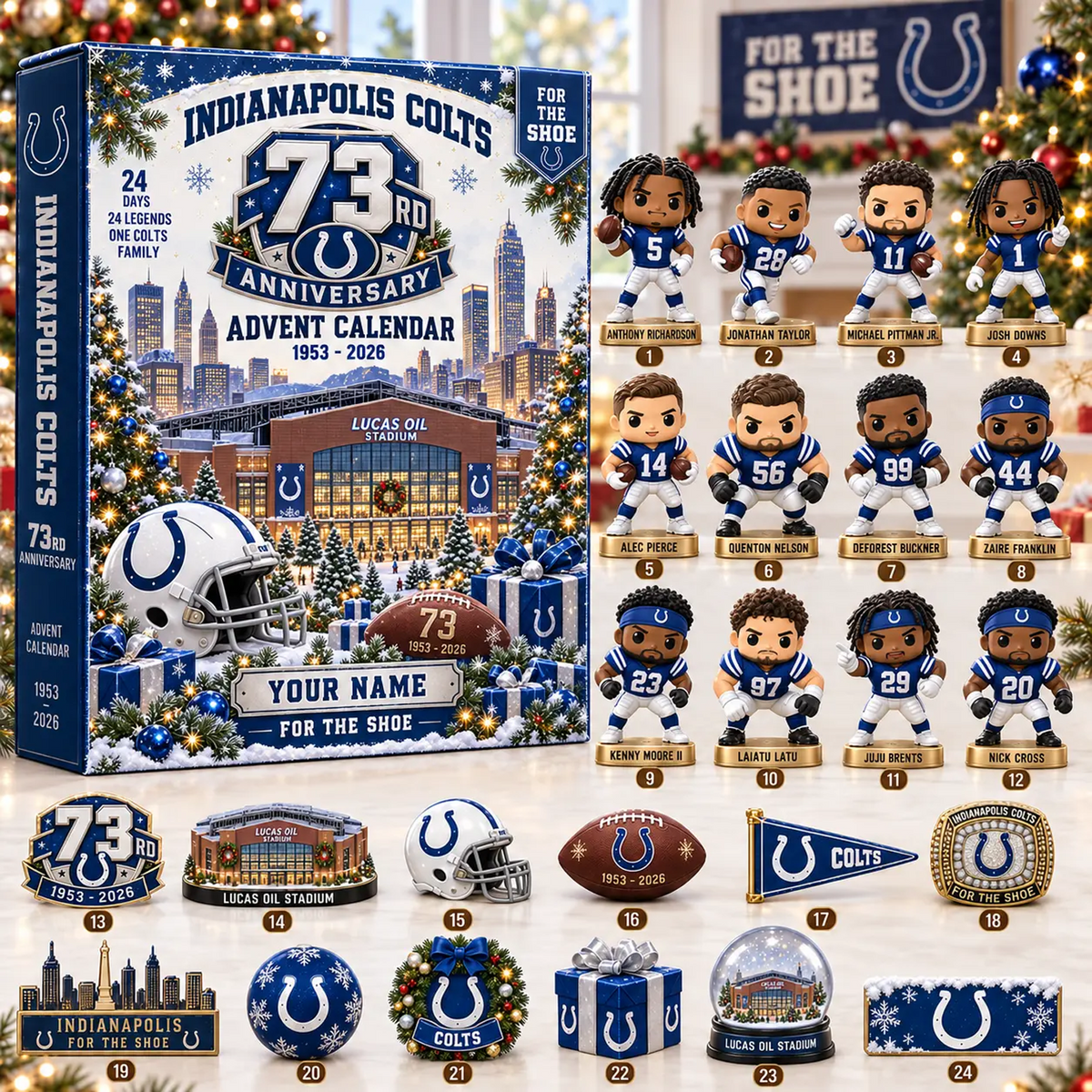 IND x NFL Christmas 2026 Anniversary Advent Calendar Box Custom Any Name Gifts