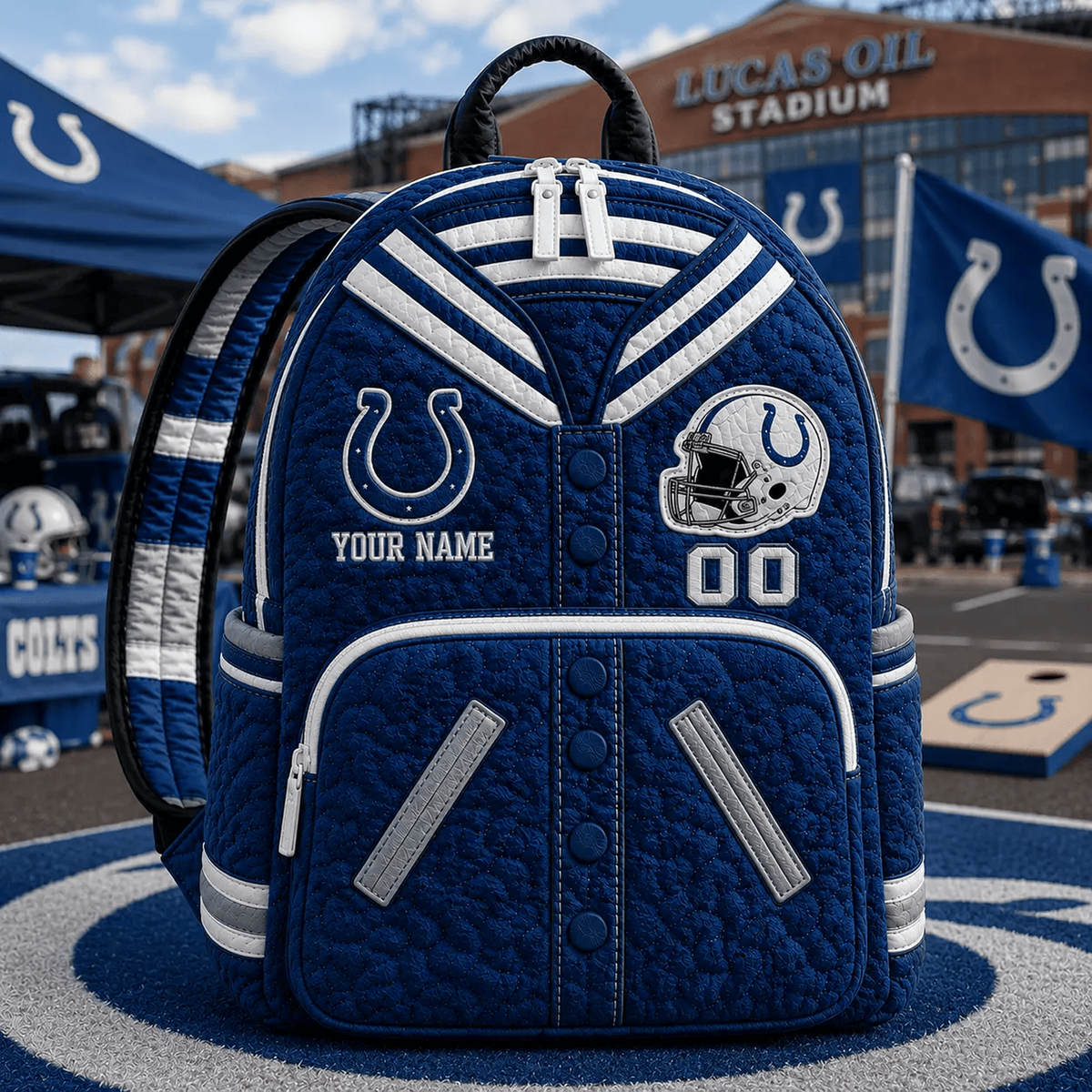 IND x NFL Premium Varsity Quilted Backpack Personalized Gift For Fan - Limited Edition