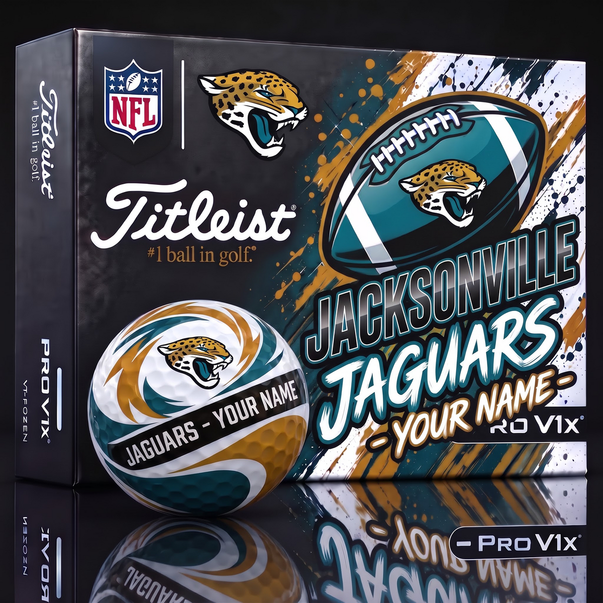 JAC X 1-of-1 Custom NFL Personalized Splatter Titleist Golf Balls Set