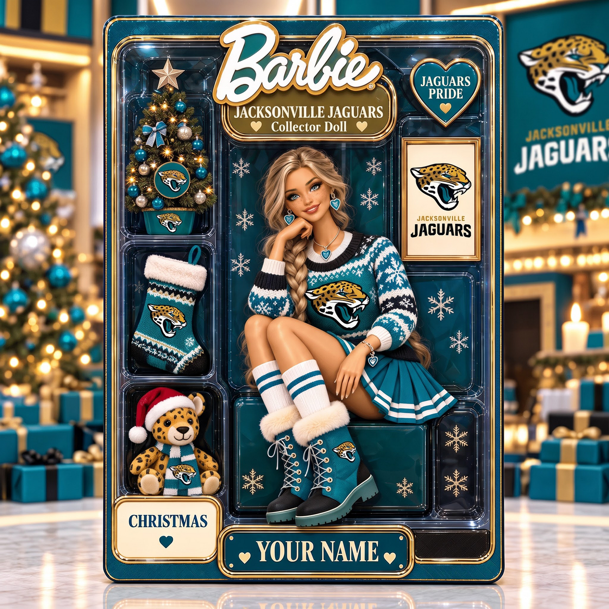 JAC X NFL Collector Edition Barbie Christmas Acrylic
