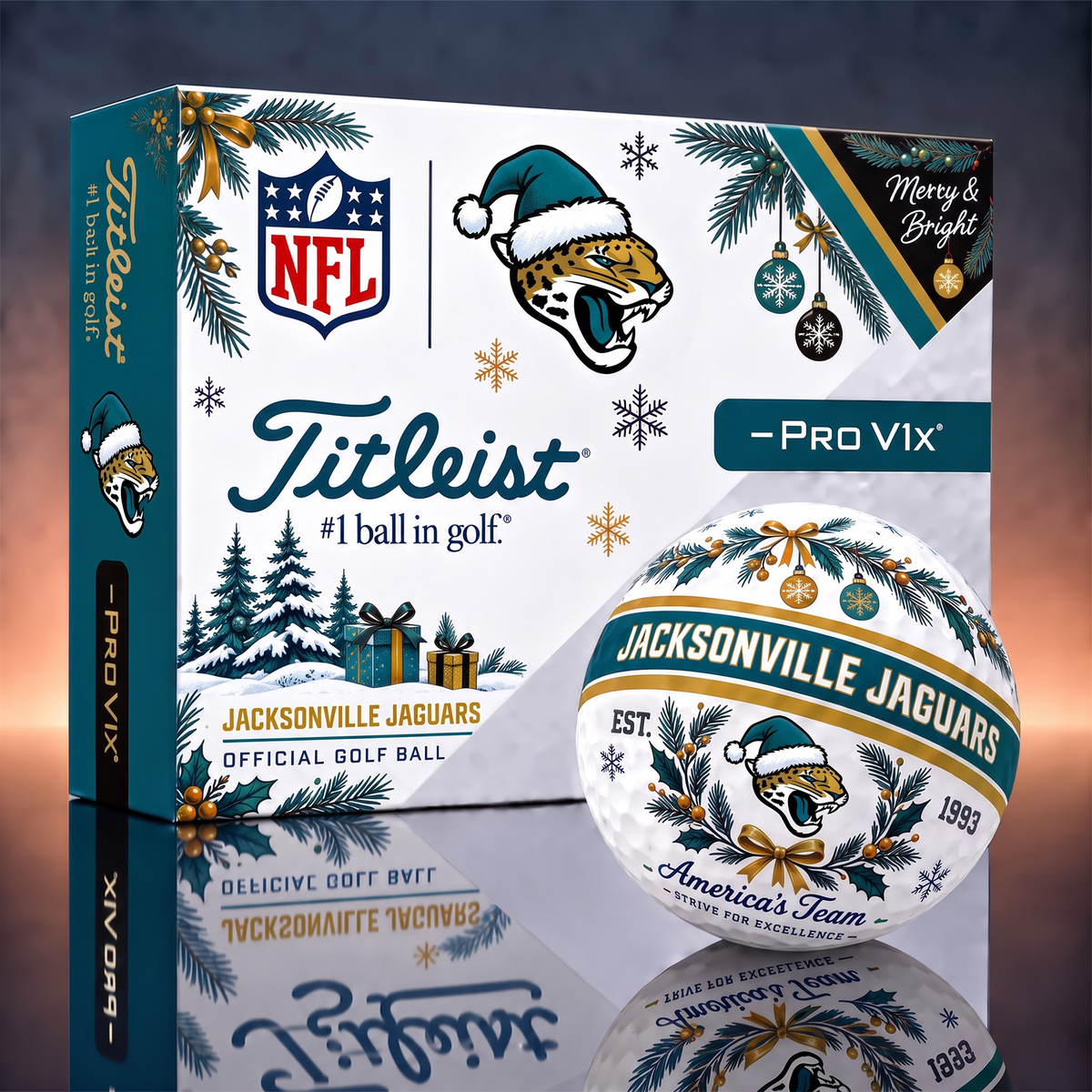 JJ x 1-OF-1 NFL TITLEIST CHRISTMAS GOLF BALLS
