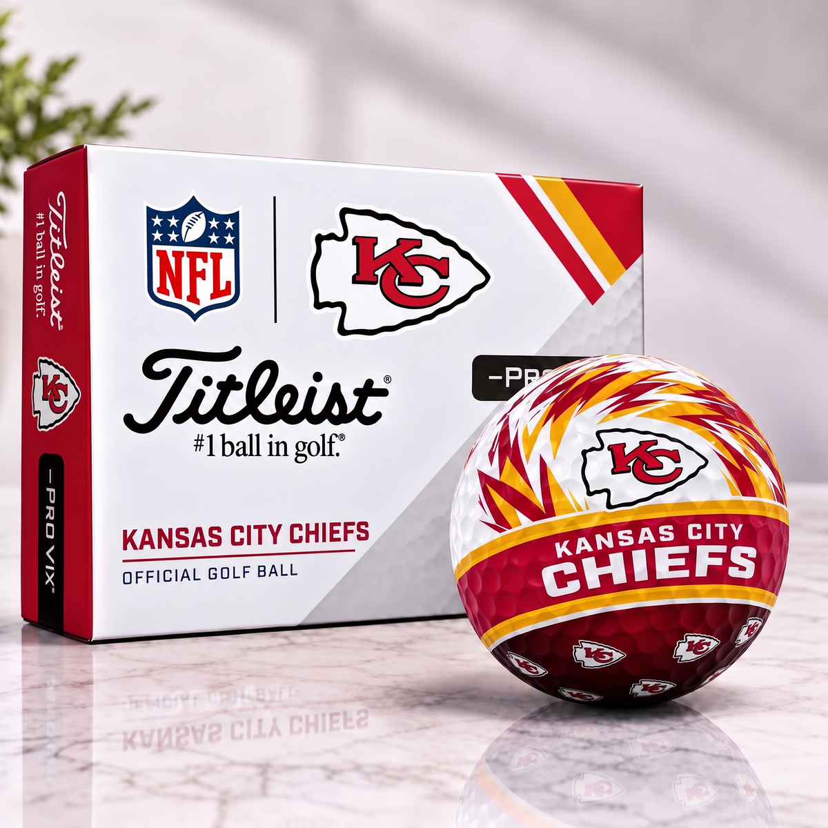 KC X NFL 1-OF-1 IN-HOUSE CRAFTED TITLEIST PRO V1X NFL GOLF BALLS