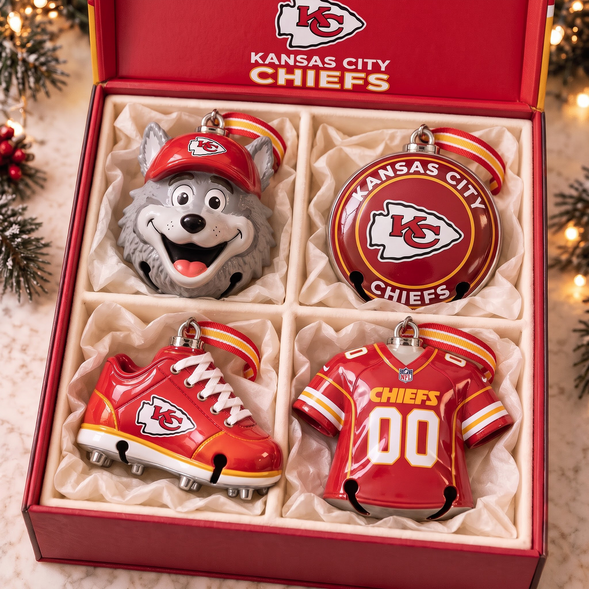KC X Premium NFL Christmas Bell Ornament