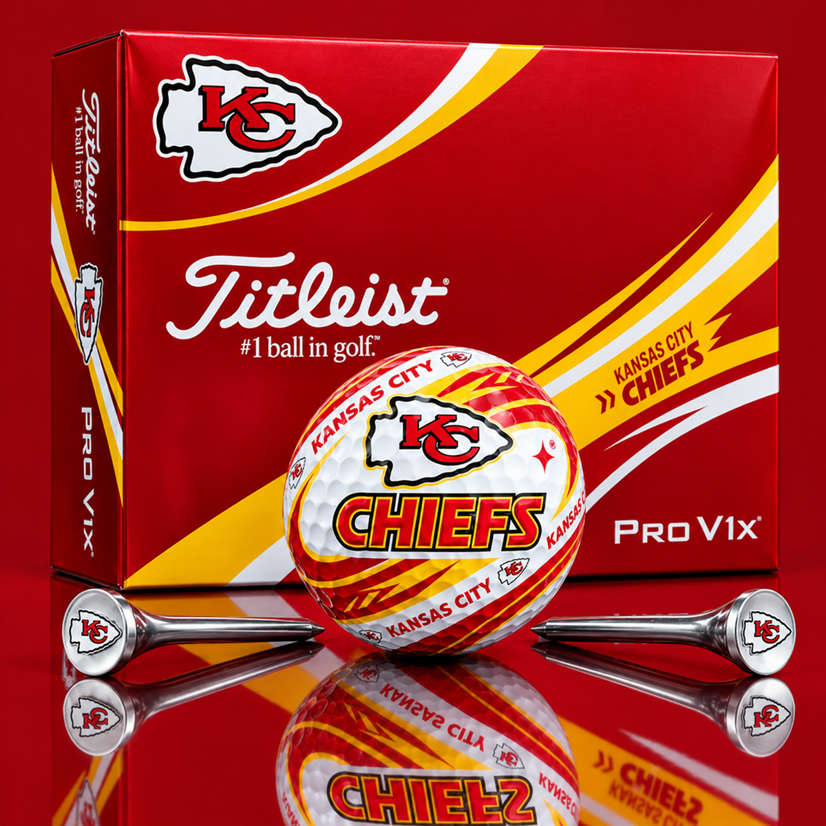 KC x 1-of-1 NFLTitleist Pro V1x Golf Balls Set