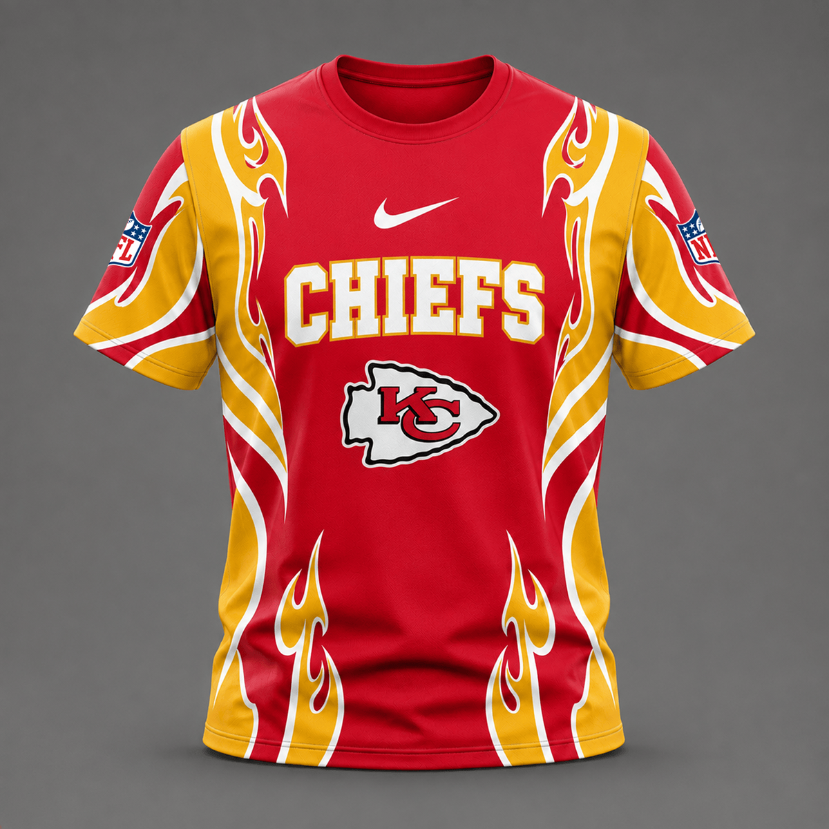 KC x NFL Premium Football Flame Tribal All Over Print T-Shirt 2208