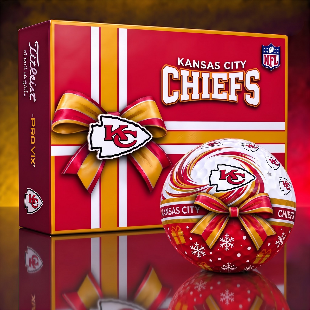 KCC x 1-of-1 Custom NFL Holiday Golf Balls Gift Set For Golfer