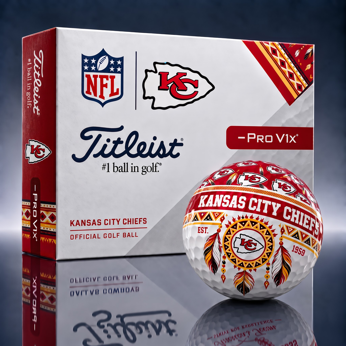 KCC x NFL 1-OF-1 IN-HOUSE CRAFTED TITLEIST PRO V1X NFL NATIVE HERITAGE GOLF BALLS