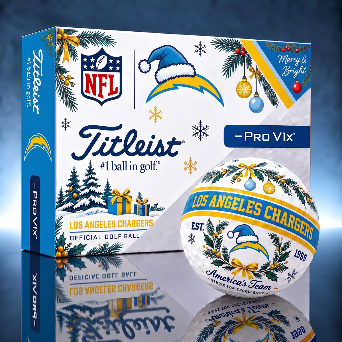 LAC x 1-OF-1 NFL TITLEIST CHRISTMAS GOLF BALLS
