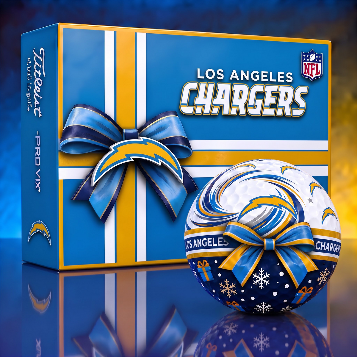 LAC x 1-of-1 Custom NFL Holiday Golf Balls Gift Set For Golfer