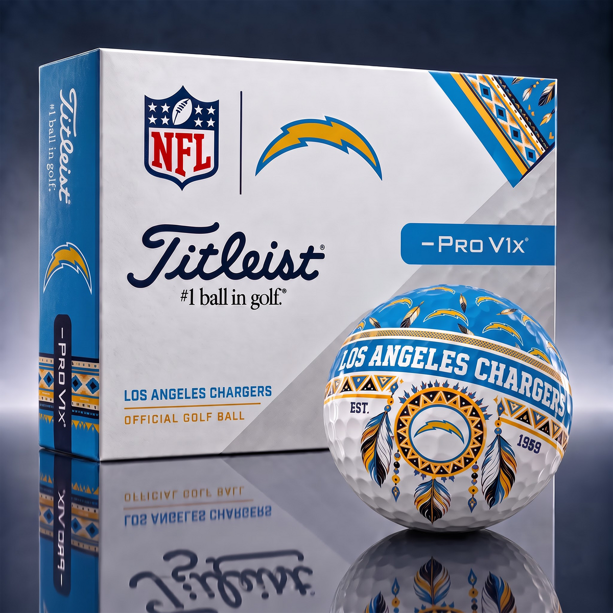 LAC x NFL 1-OF-1 IN-HOUSE CRAFTED TITLEIST PRO V1X NFL NATIVE HERITAGE GOLF BALLS