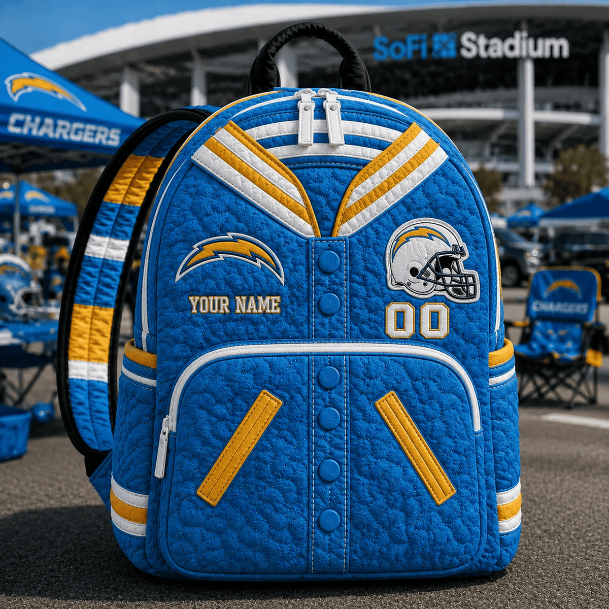 LAC x NFL Premium Varsity Quilted Backpack Personalized Gift For Fan - Limited Edition