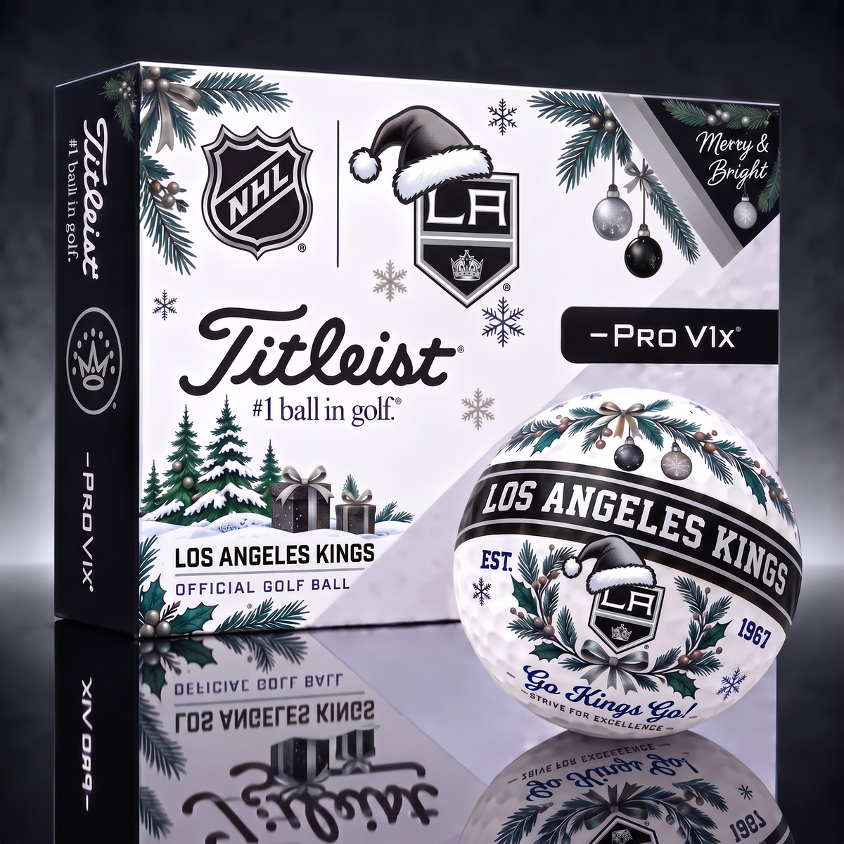 LAK X 1-OF-1 NHL TITLEIST CHRISTMAS GOLF BALLS