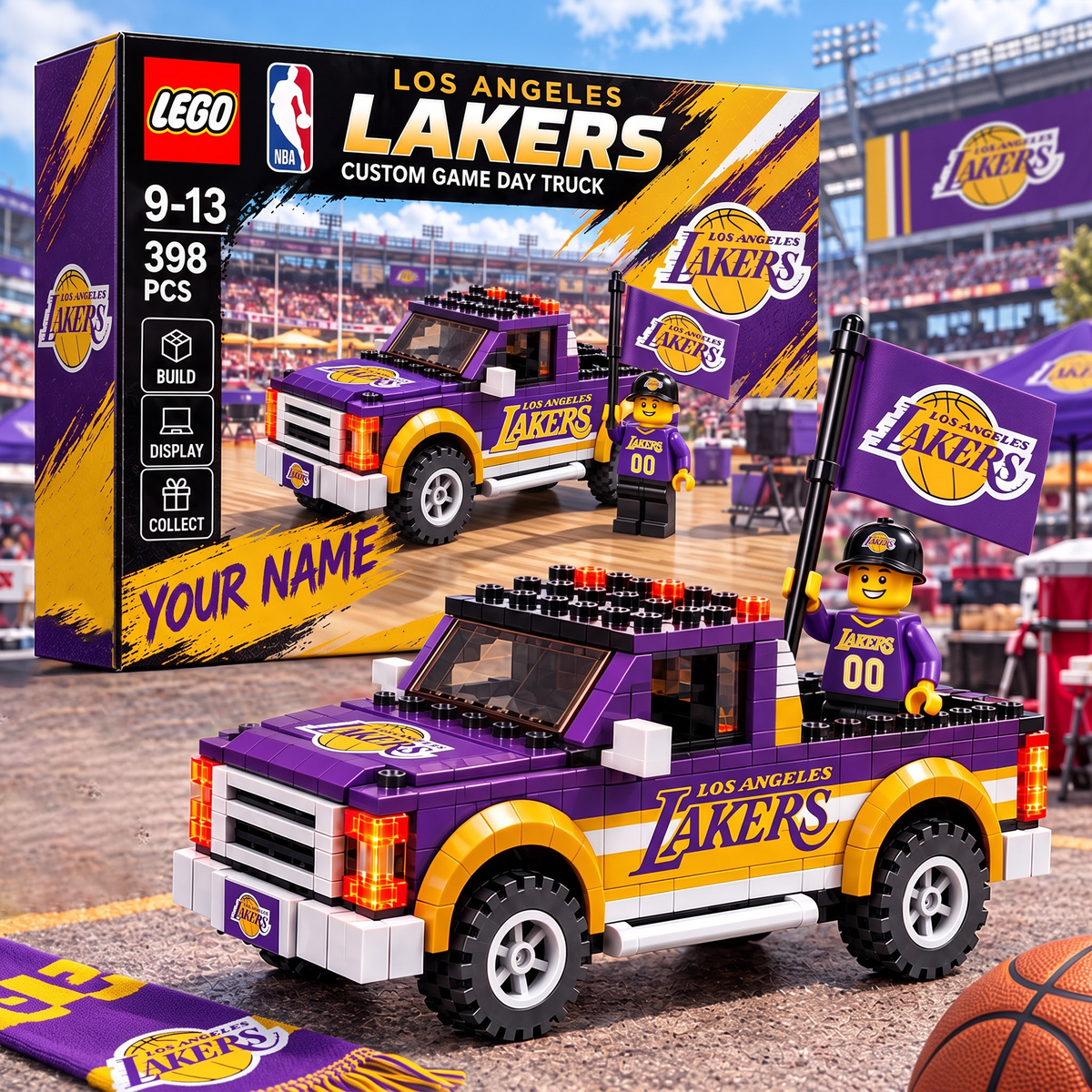 LAL X NBA 1-OF-1 IN-HOUSE CRAFTED CUSTOM GAME DAY TRUCK BRICK SET