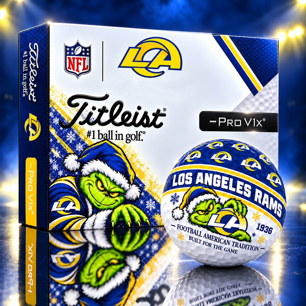 LAR x NFL 1-OF-1 IN-HOUSE CRAFTED TITLEIST PRO V1X GOLF BALLS