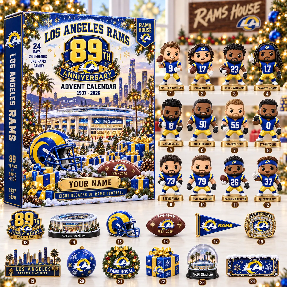 LAR x NFL Christmas 2026 Anniversary Advent Calendar Box Custom Any Name Gifts