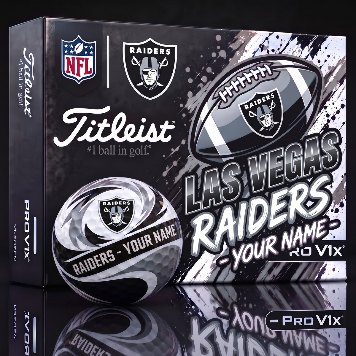 LV X 1-of-1 Custom NFL Personalized Splatter Titleist Golf Balls Set