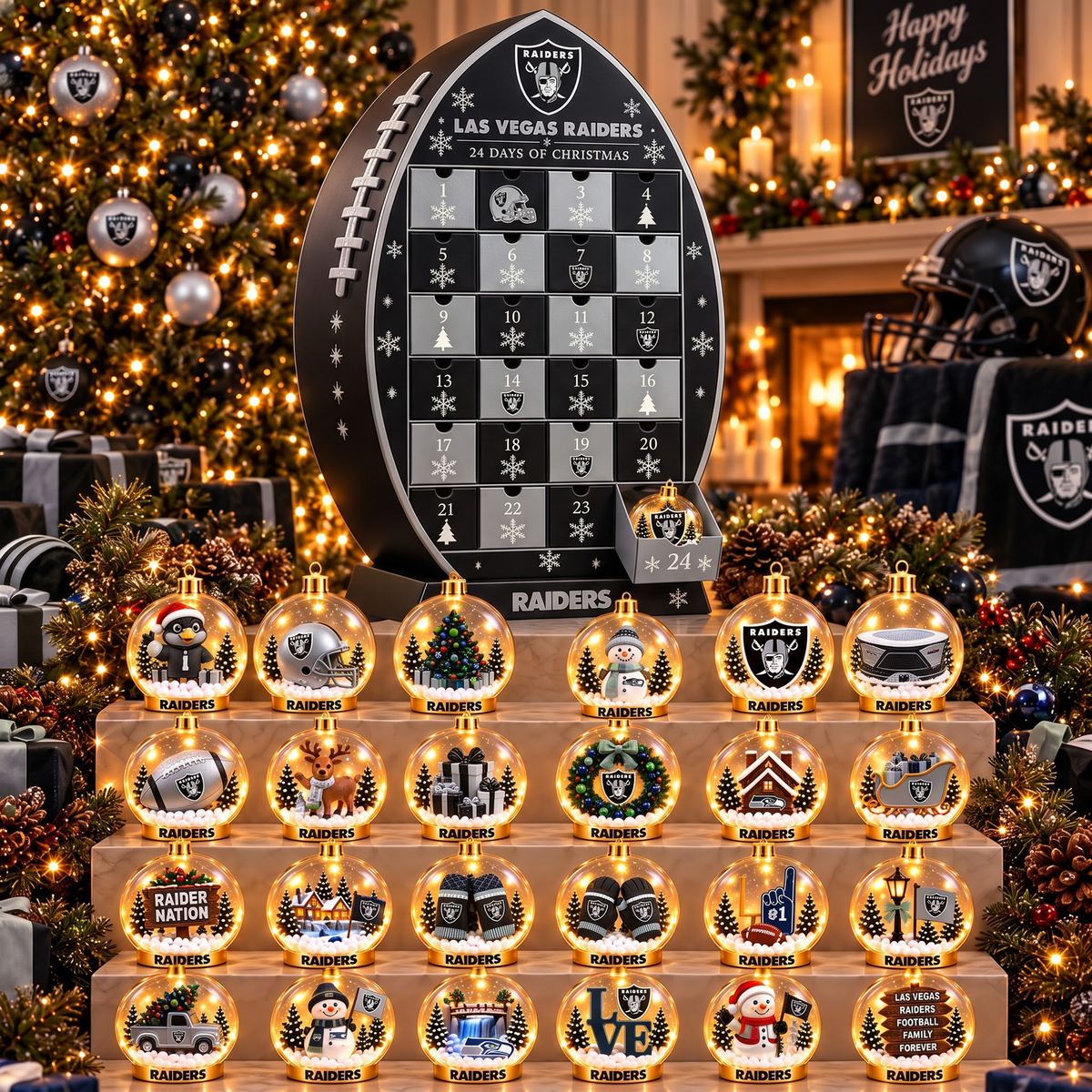 LV X NFL Football Advent Calendar Snow Globe Acrylic Set