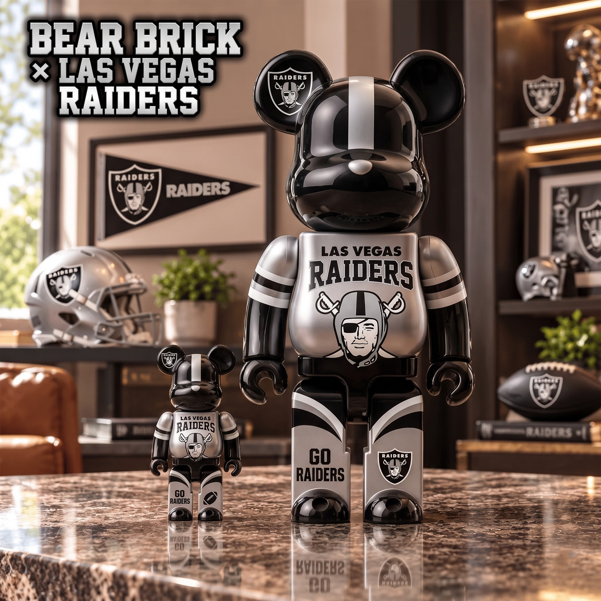 LVR x Custom 1-of-1 NFL Team Bearbrick Collectible Figure Home Desk Decor