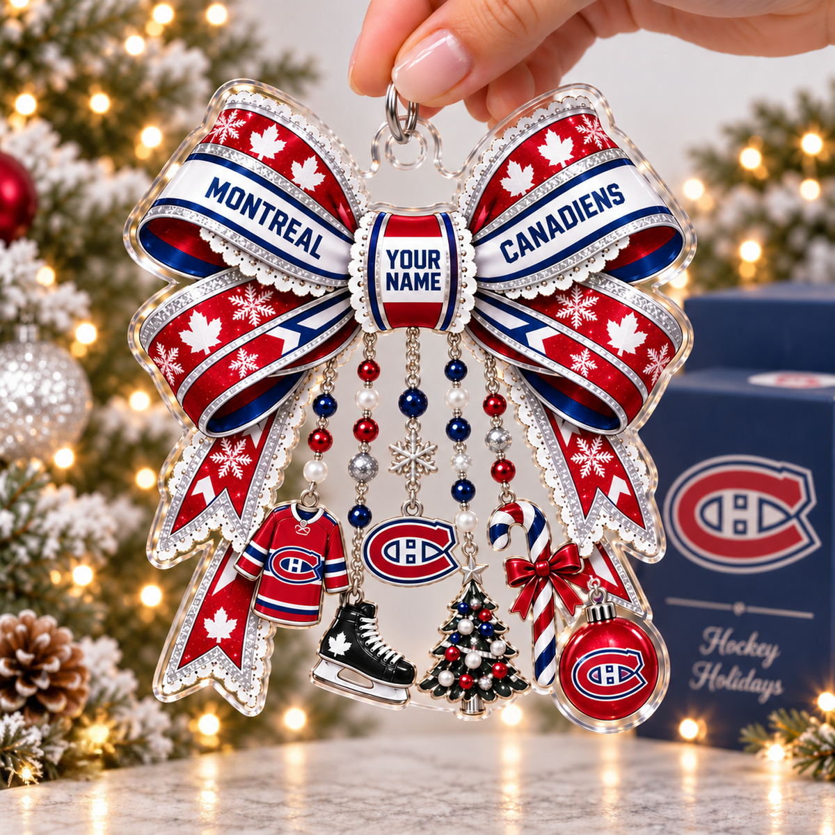 MC x NHL Christmas KICKOFF Premium Personalized Acrylic Ornament Gift For Fan Hockey Men Women