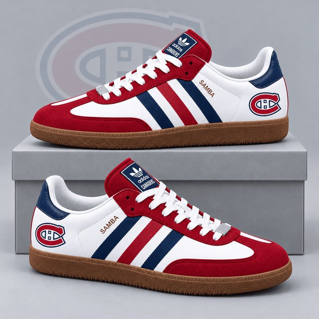 MC x NHL Retro Samba Low Top Sneakers Classic Three Stripe Hockey Fan Casual Shoes