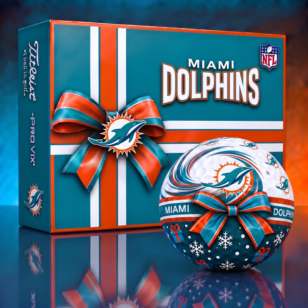 MD x 1-of-1 Custom NFL Holiday Golf Balls Gift Set For Golfer