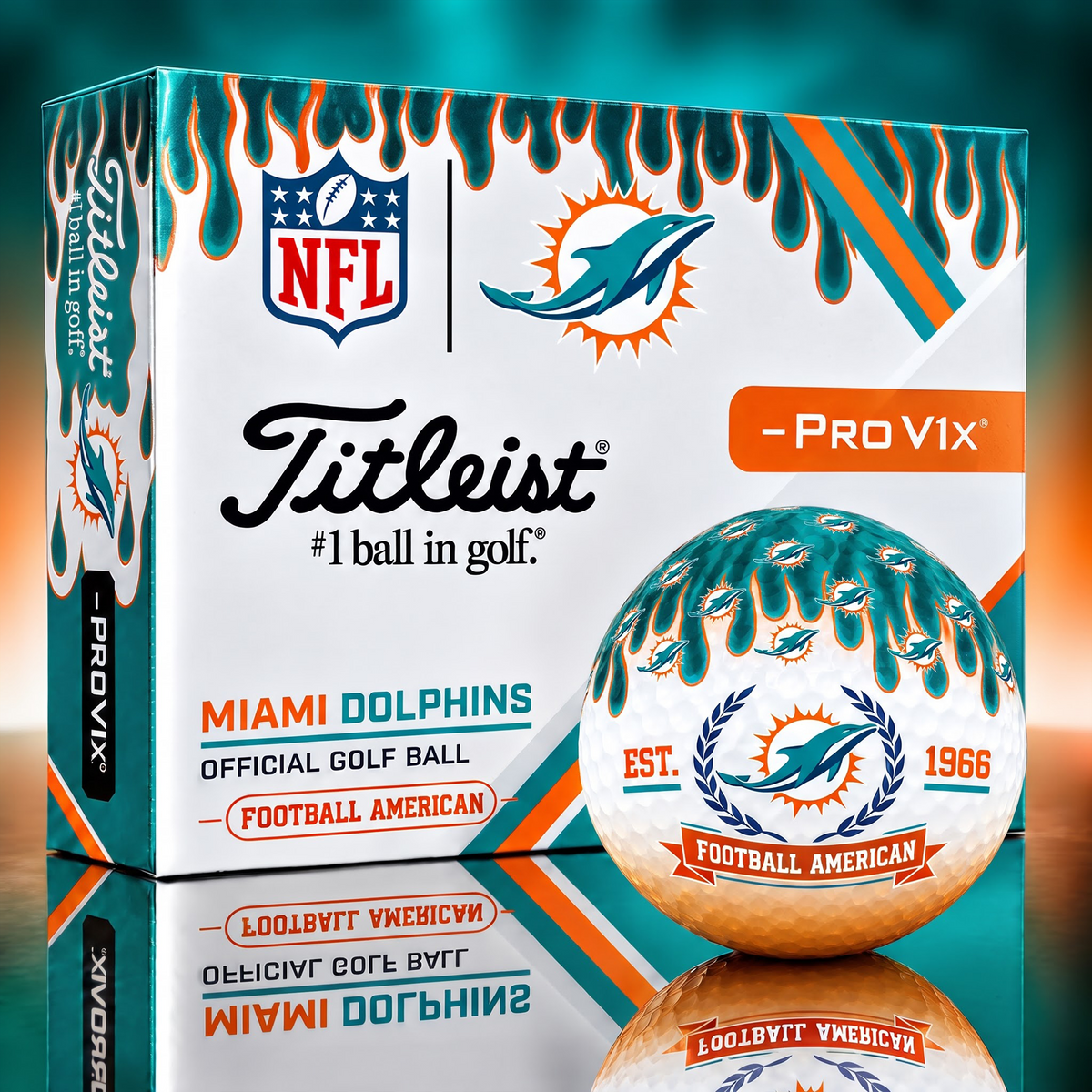 MIA X 1-of-1 Custom NFL Drip Style Golf Balls Gift For Golfer