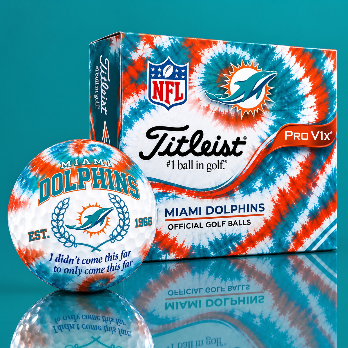 MIA X Custom 1-of-1 NFL Team Tie Dye Titleist Golf Balls Set