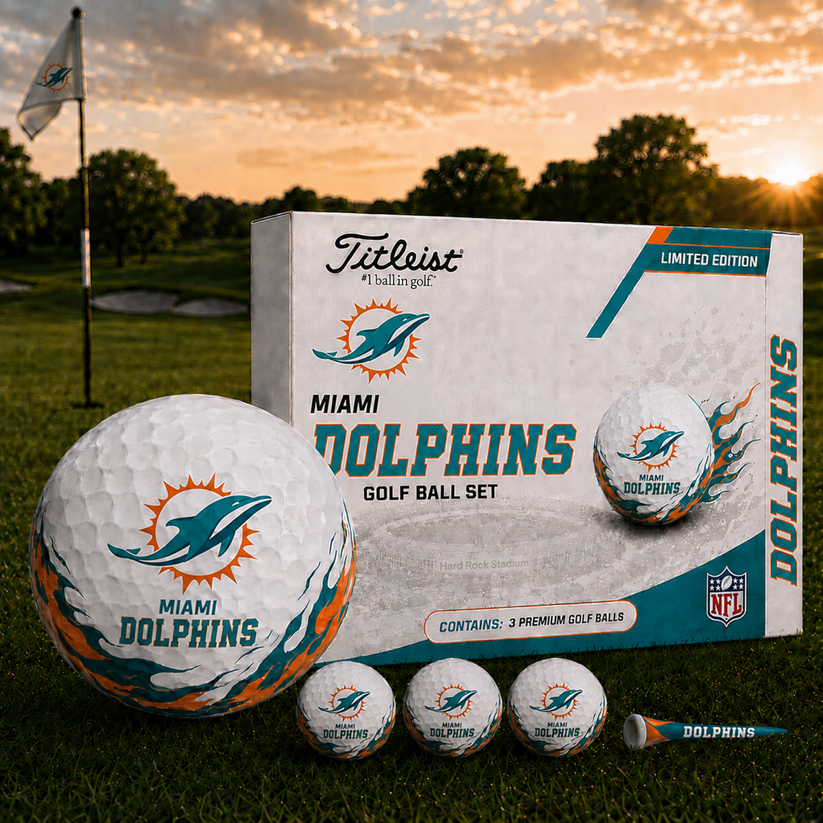 MIA x NFL Inspired Golf Ball Set – 3 Premium Golf Balls