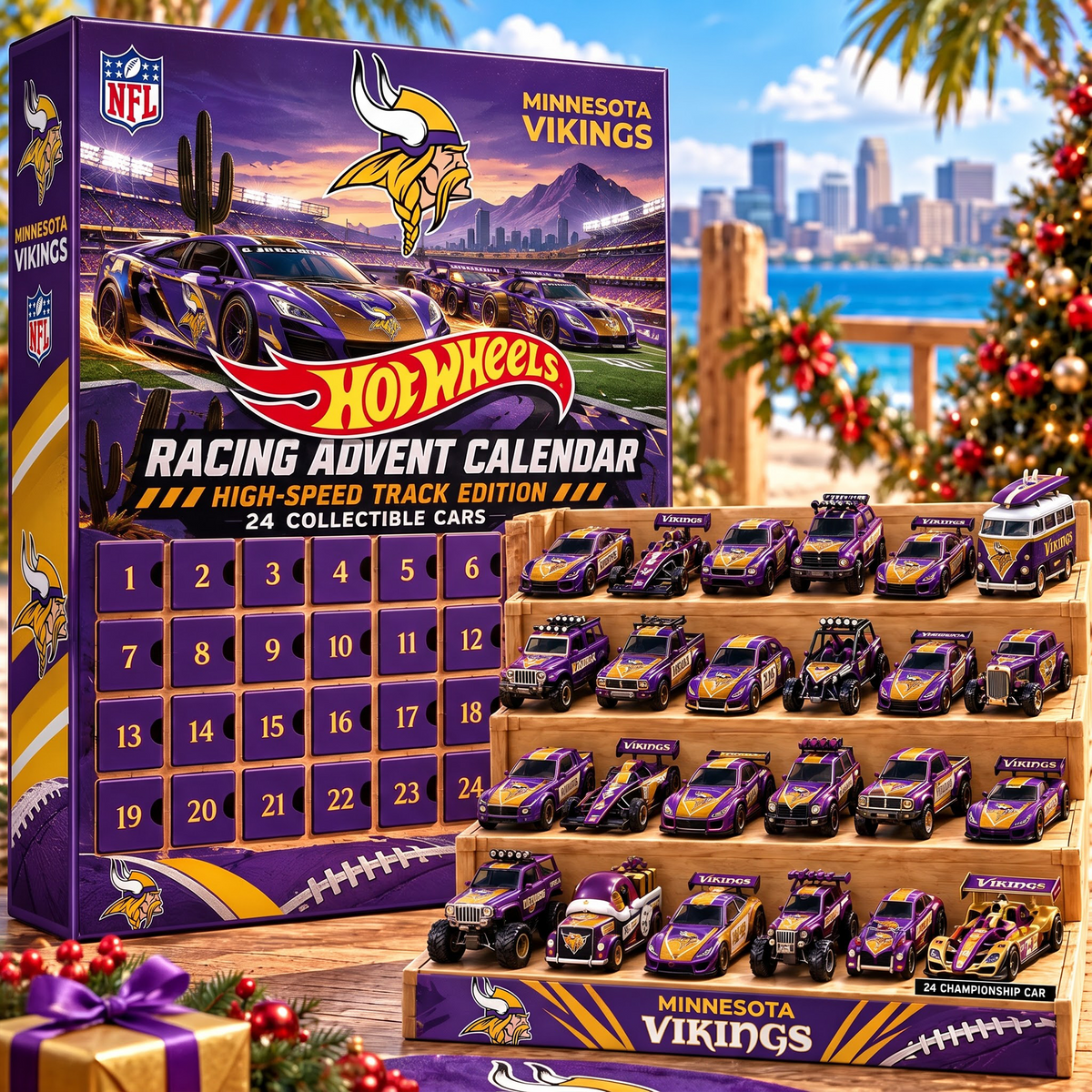 MIN X 1-of-1 Custom NFL Racing Advent Calendar 24 Cars Gift Set