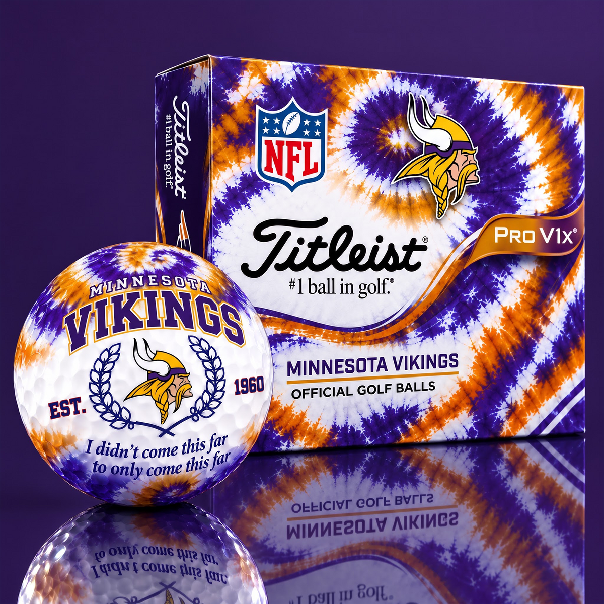 MIN X Custom 1-of-1 NFL Team Tie Dye Titleist Golf Balls Set
