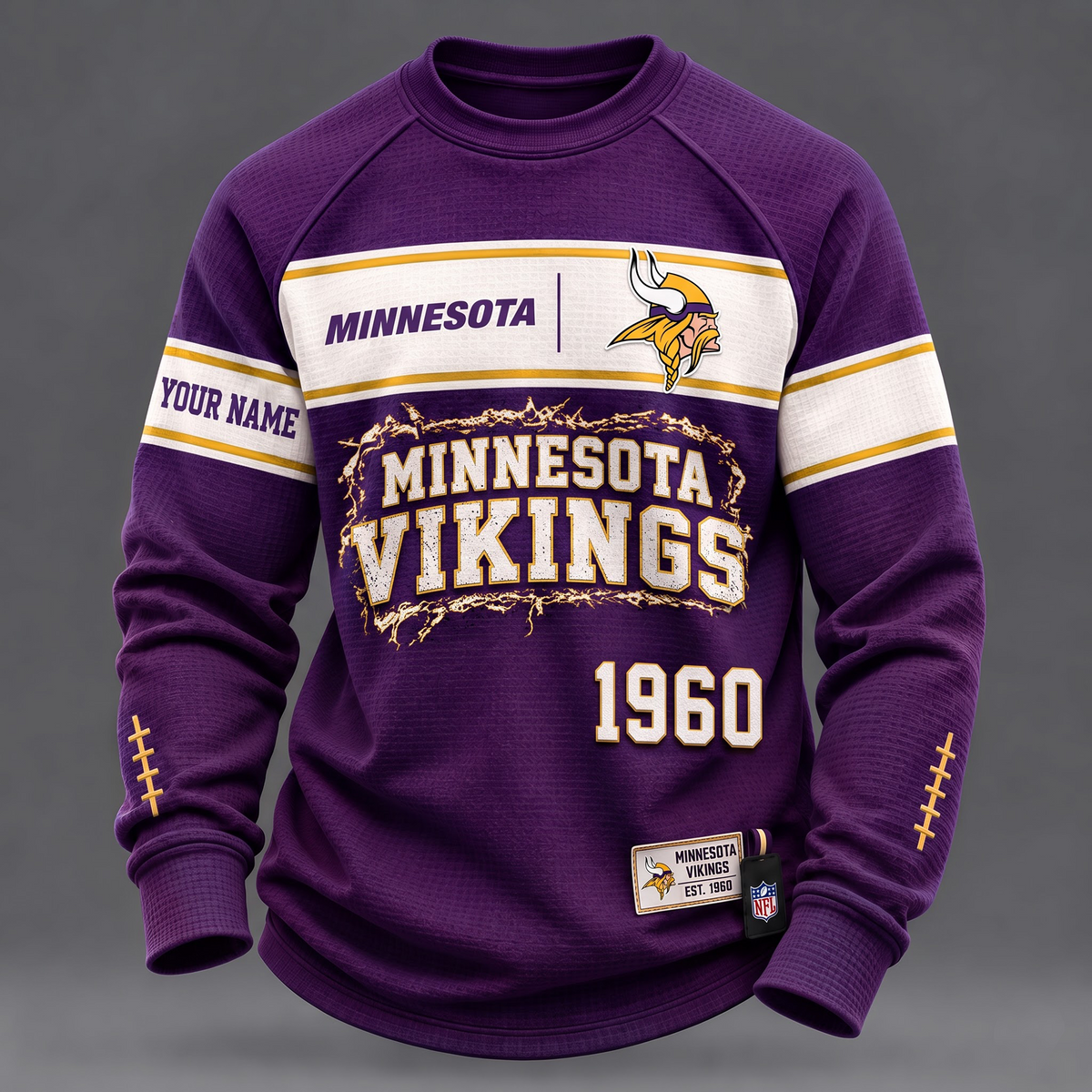 MIN x 1-of-1 Custom NFL Personalized Distressed Long Sleeve Shirt