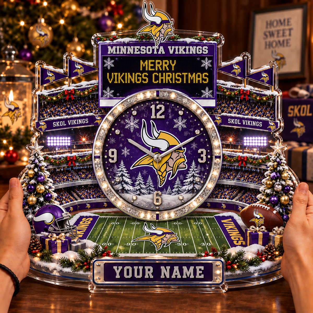 MIN x NFL Christmas KICKOFF Personalized Acrylic Hanging Wall Clock – Premium Limited Edition Gift for Men, Women & Football Fans
