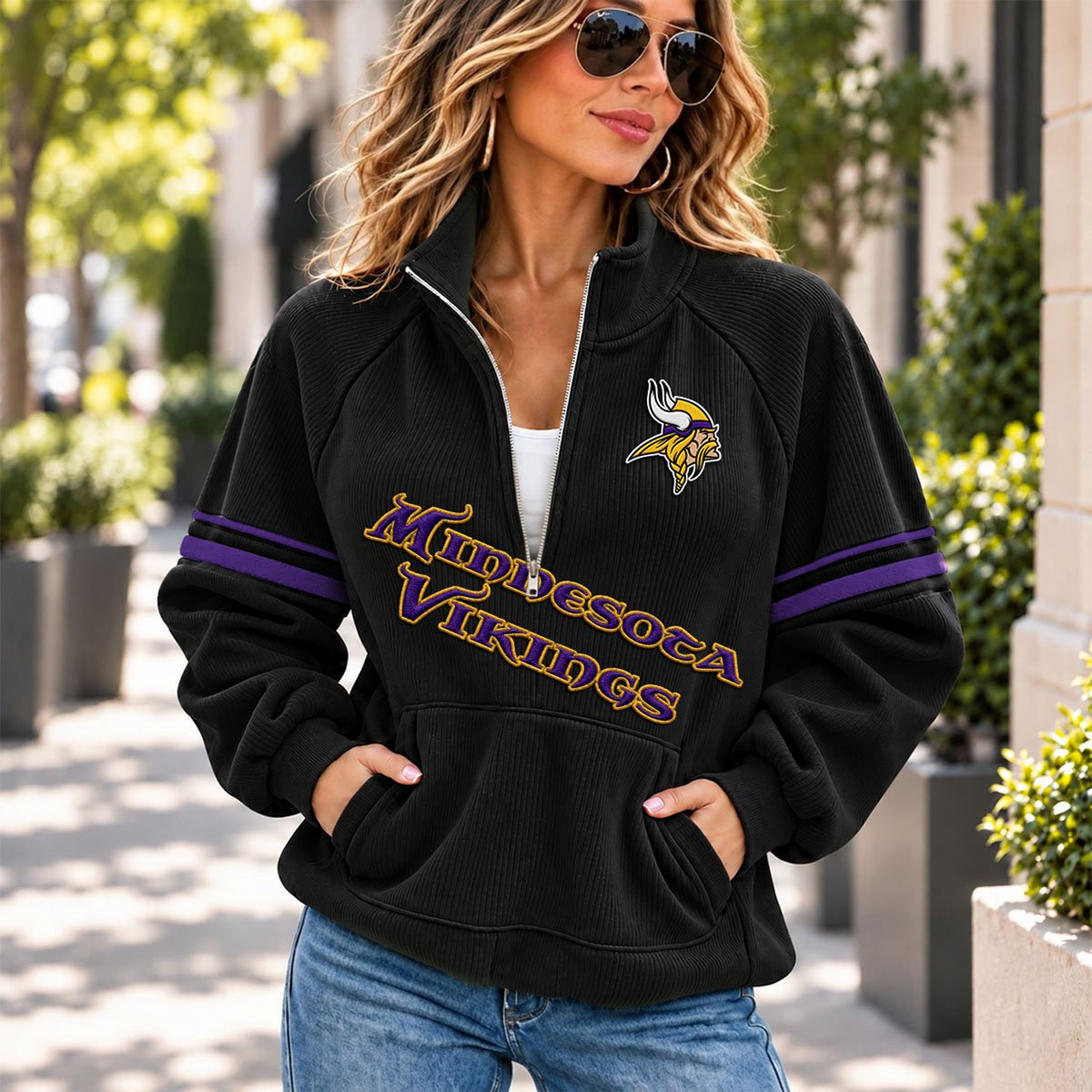 MIN x NFL Corduroy half-zip sweatshirt