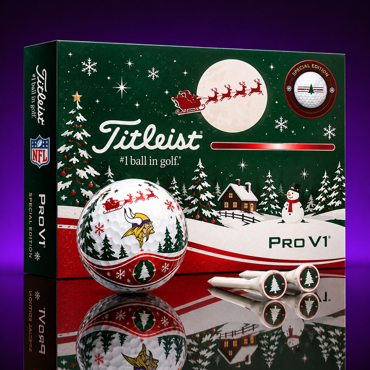 MIN x NFL PERSONALIZED GOLF BALL LIMITED EDITION CHRISTMAS V2