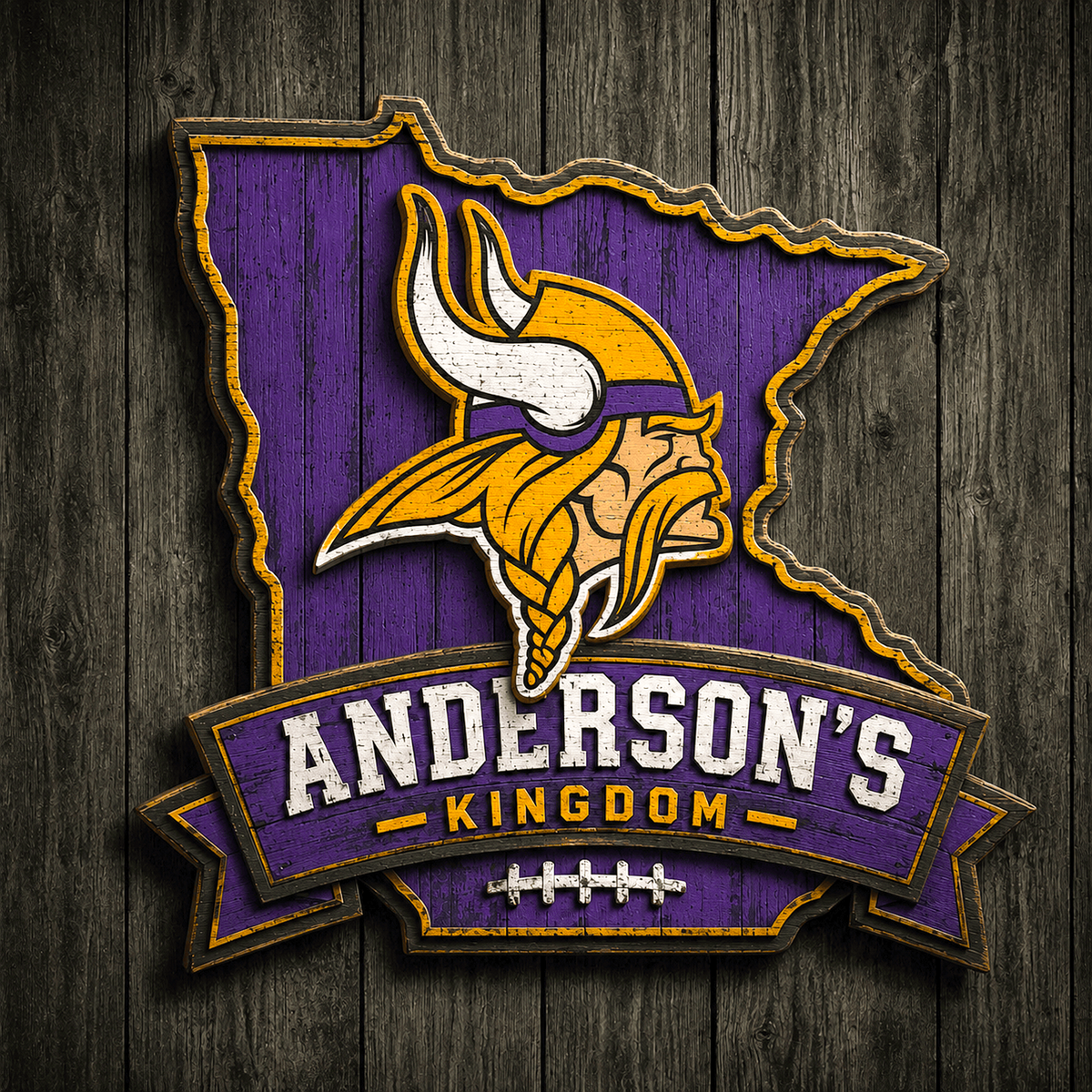 MIN x NFL Personalized Vintage Wooden Sign