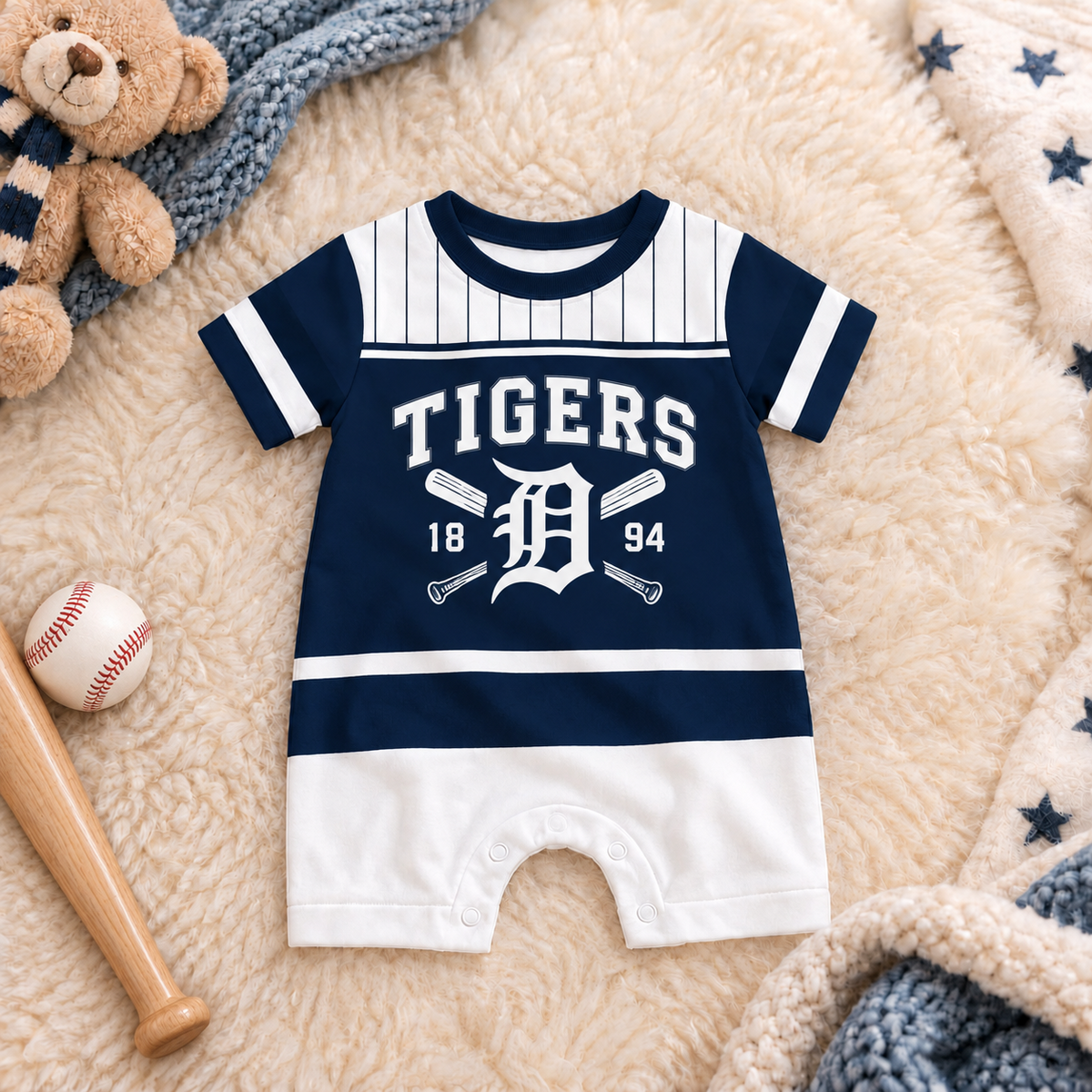 MLB x DET Baseball Baby Romper