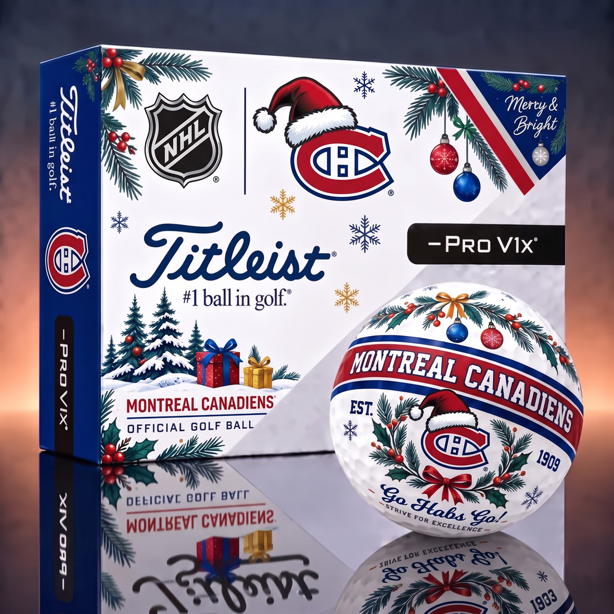 MTL X 1-OF-1 NHL TITLEIST CHRISTMAS GOLF BALLS