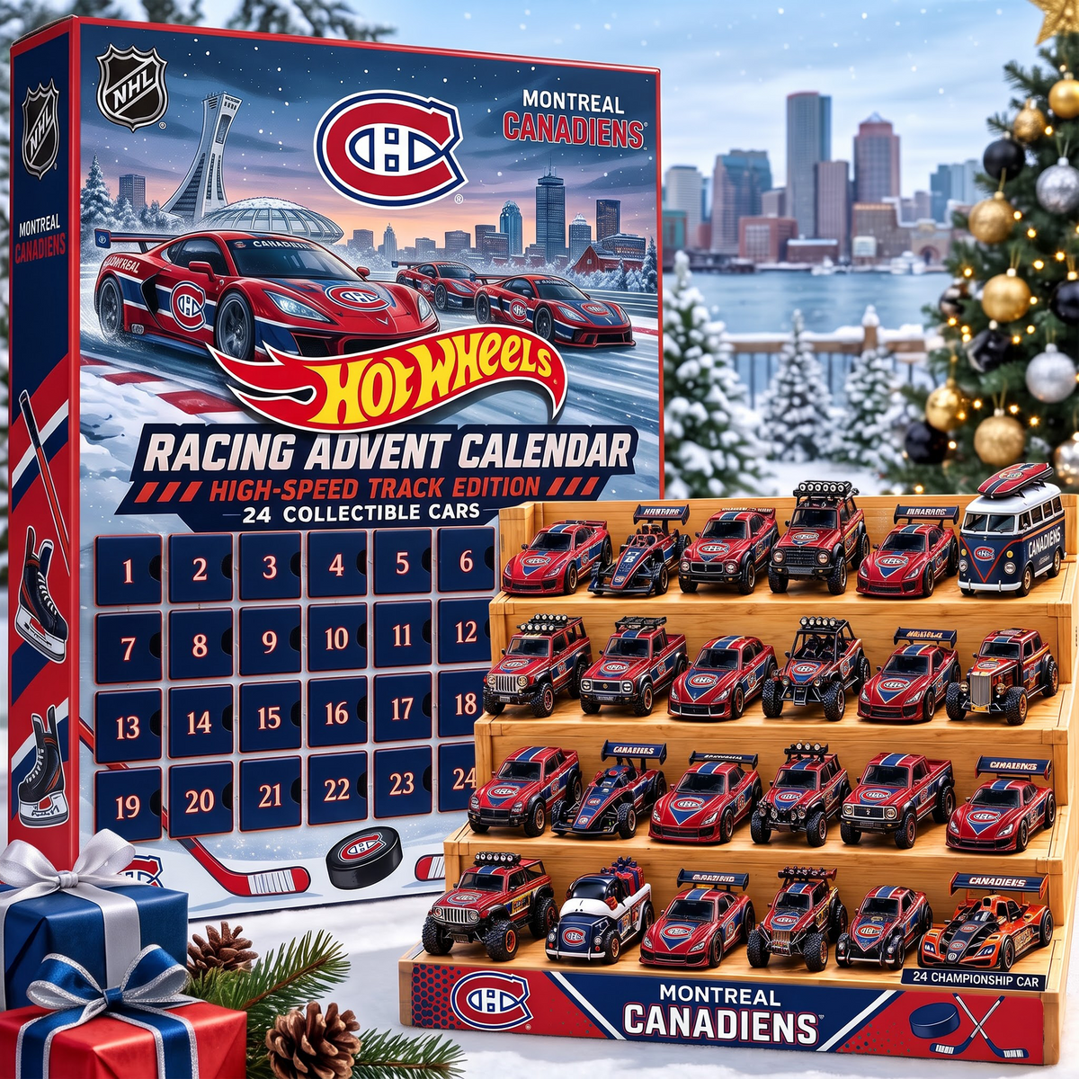 MTL X 1-of-1 Custom NHL Racing Advent Calendar 24 Cars Gift Set